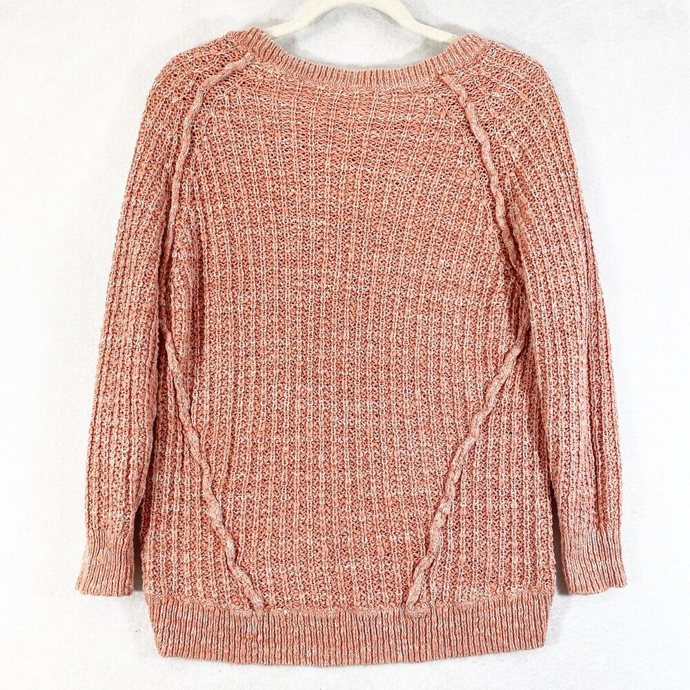 Free People Sweater XS Pink Chunky Marled Knit Long Sleeve Pullover Star Dune - Picture 2 of 11